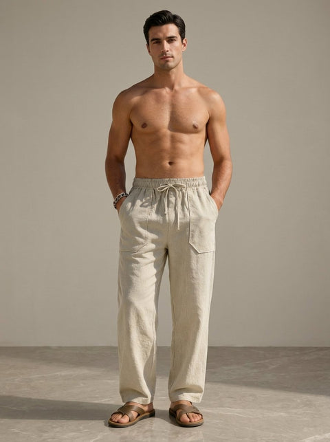 Ergora Drift — Relaxed Cotton-Linen Trousers - Khaki
