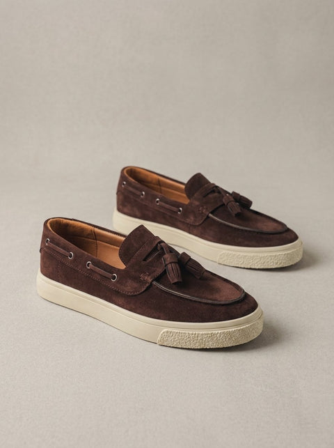 Ergora Pace — Suede-Finish Slip-On Loafers - Brown