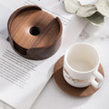 Ergora Rest solid walnut coaster set with holder