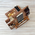 Ergora Landing solid-walnut docking valet with phone, watch and glasses