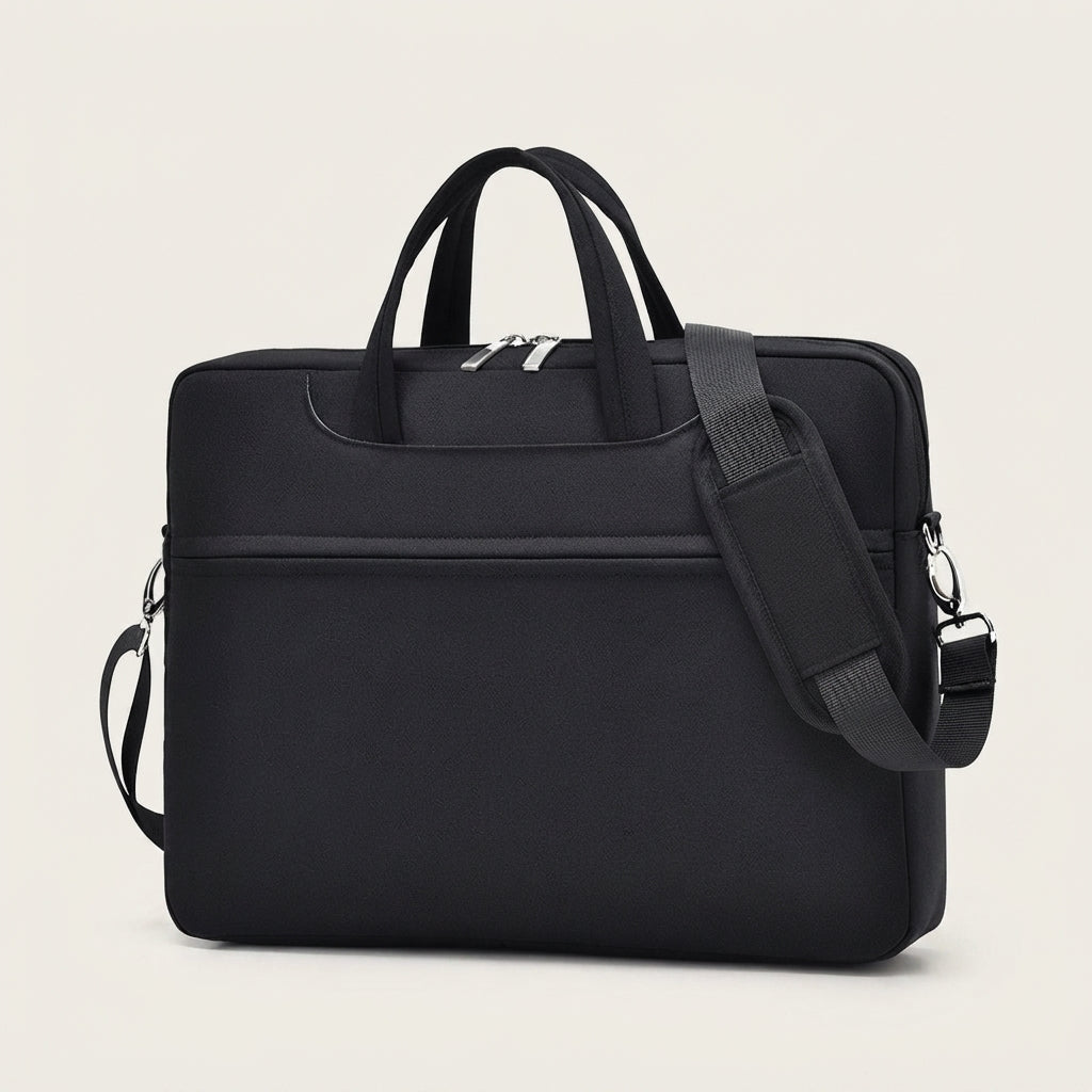 Ergora Commute Case laptop bag in Black, front three-quarter view