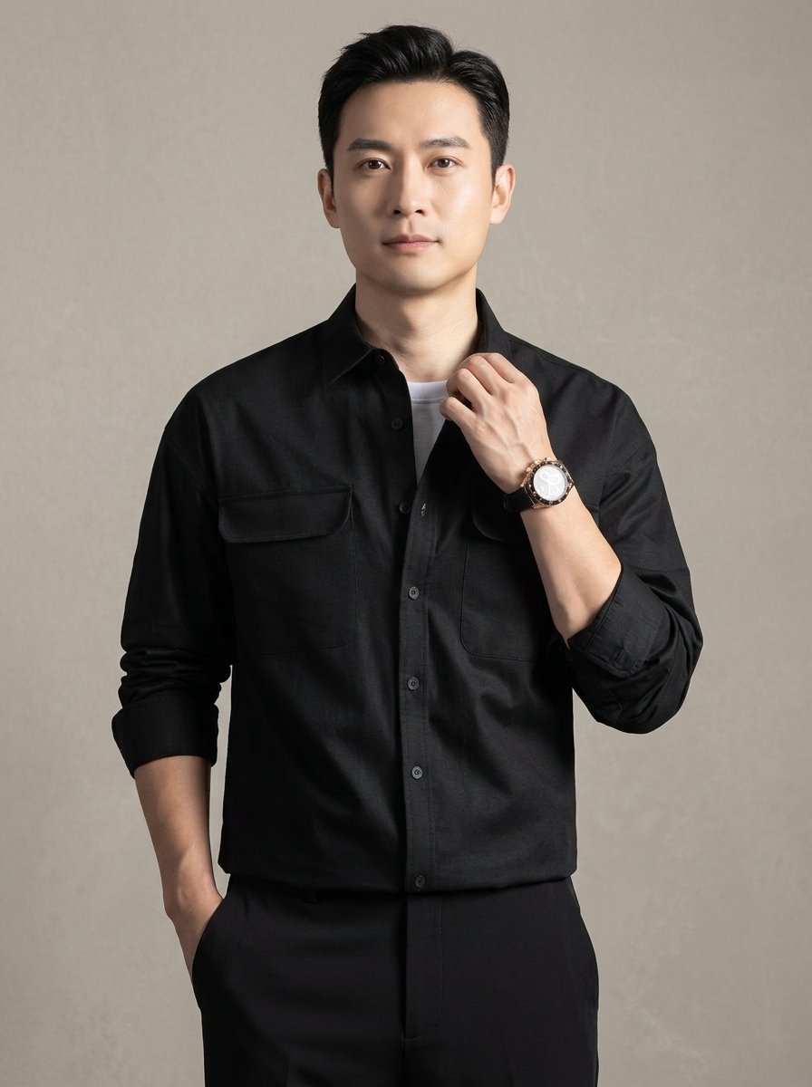 Ergora Atlas — Cotton Utility Overshirt - Black