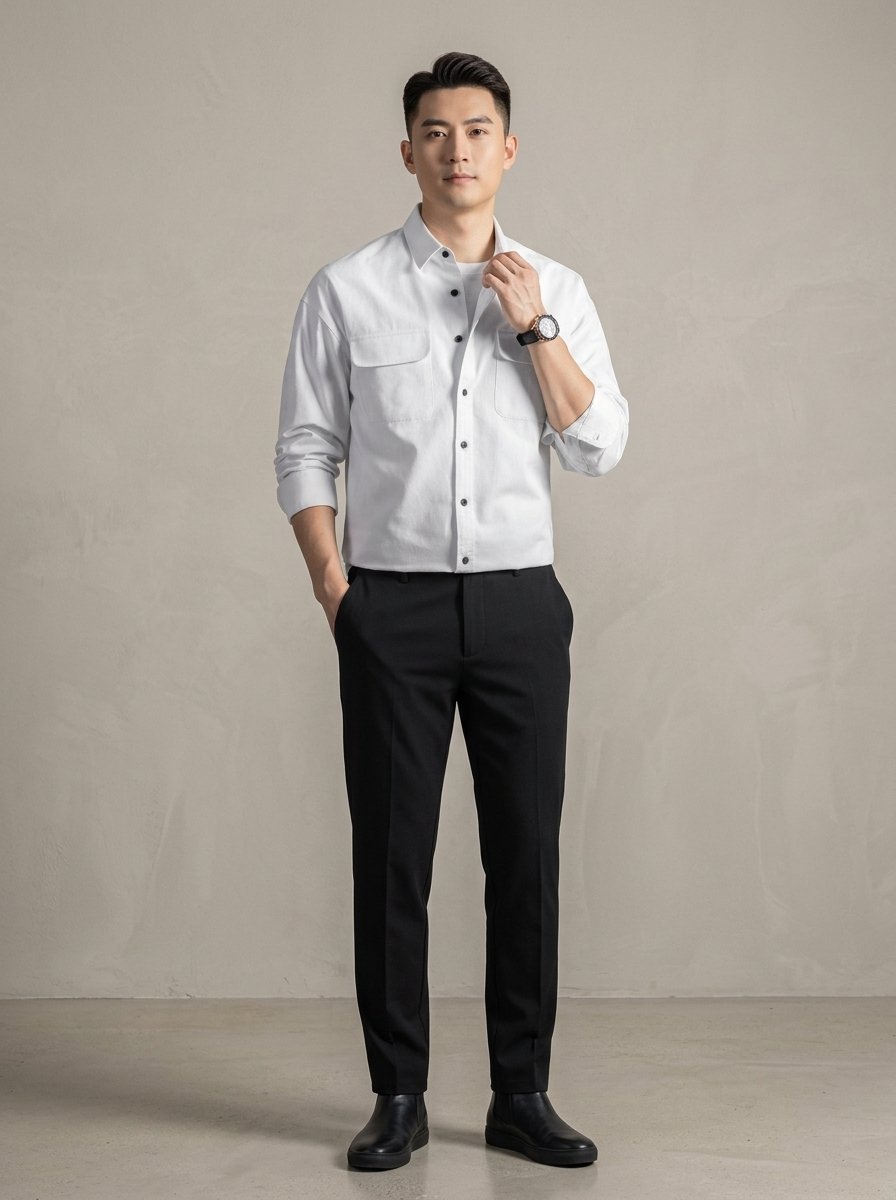 Ergora Atlas — Cotton Utility Overshirt - White