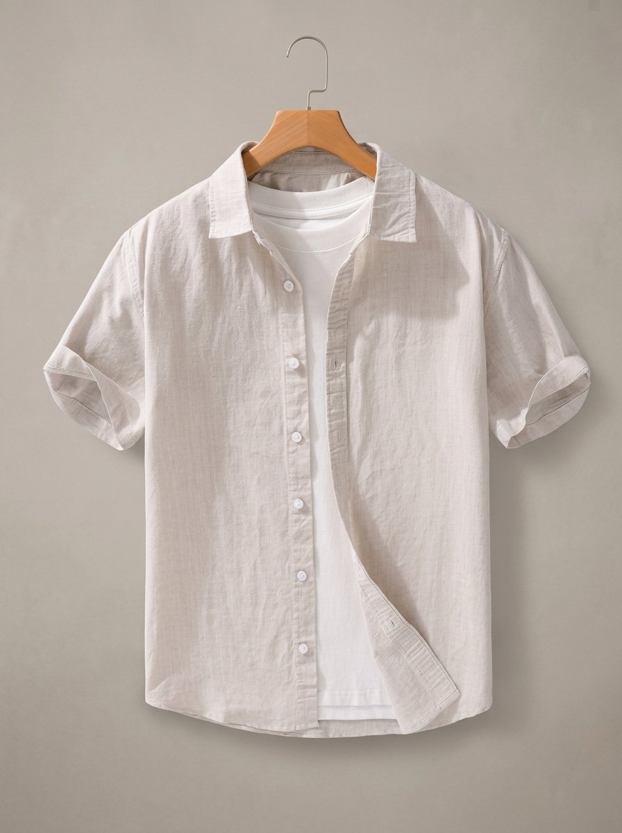 Ergora Breeze — Short-Sleeve Cotton Shirt - Light Khaki