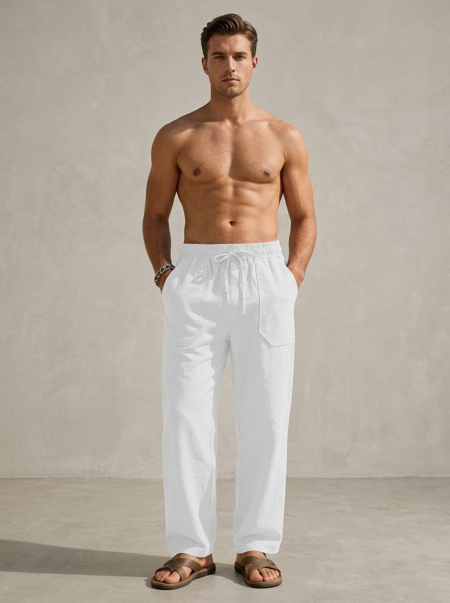 Ergora Drift — Relaxed Cotton-Linen Trousers - White
