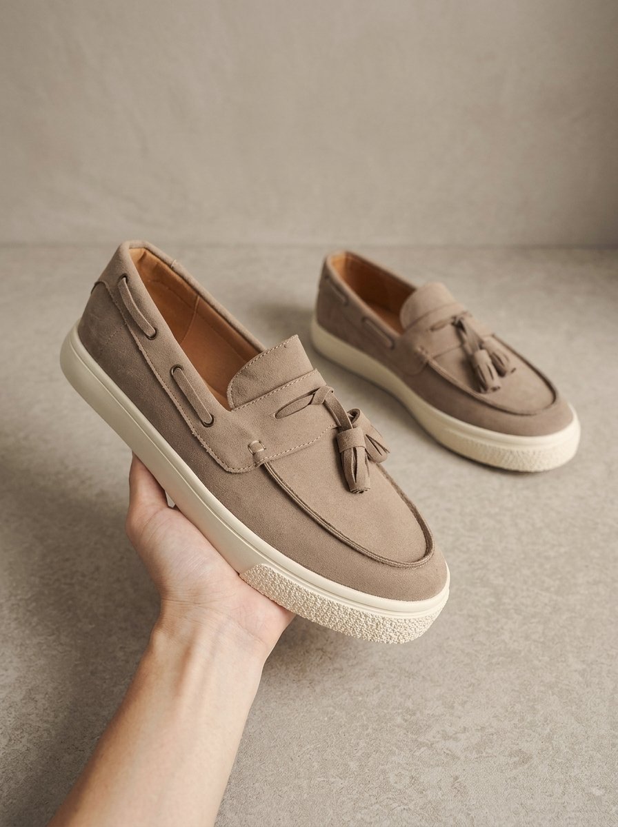 Ergora Pace — Suede-Finish Slip-On Loafers - Khaki