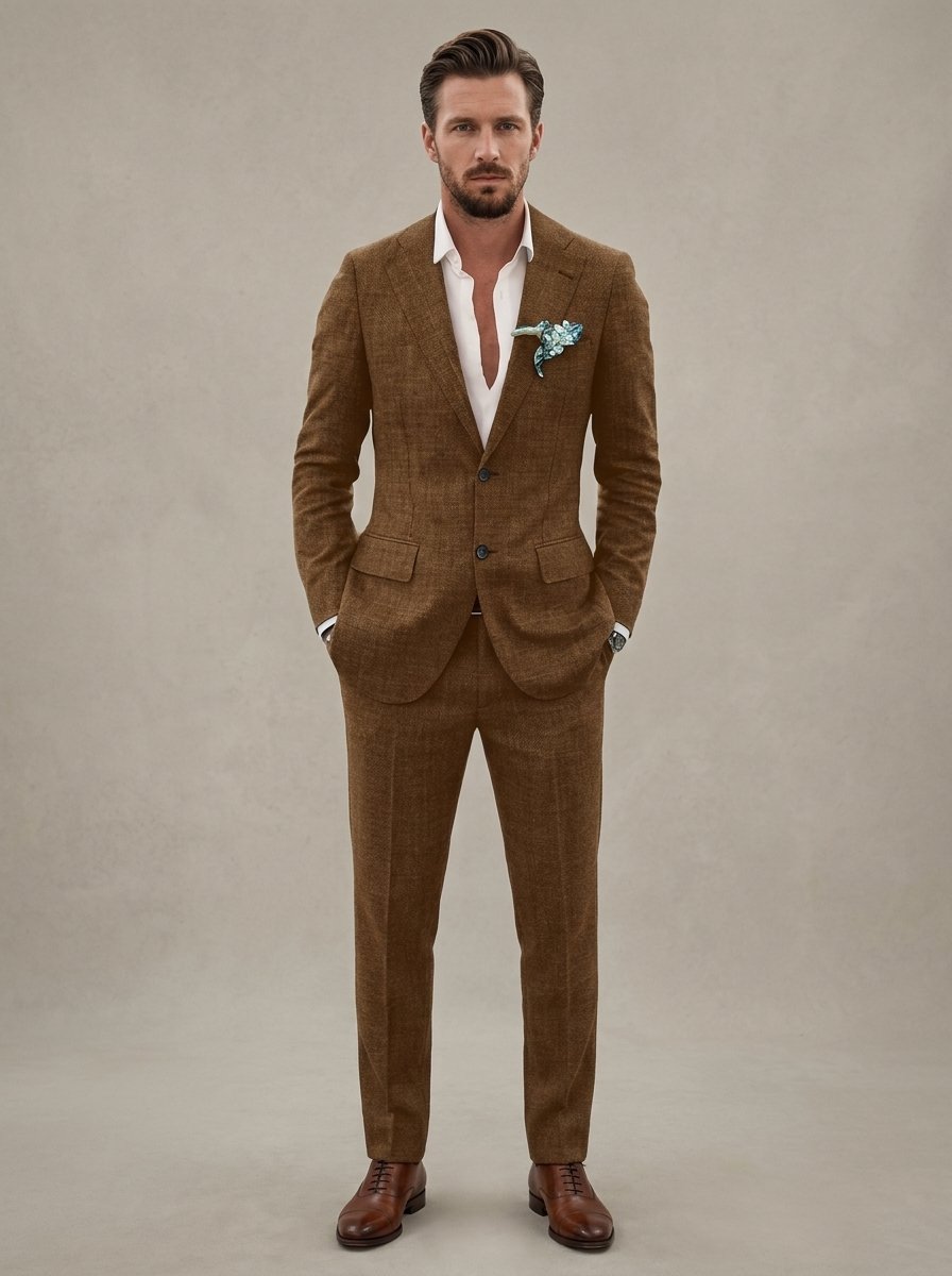 Ergora Sterling — Modern Two-Piece Suit - Tobacco Brown