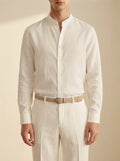 Ergora Lund linen band-collar shirt in White