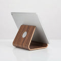 Ergora Ridge walnut phone and tablet stand, studio hero shot