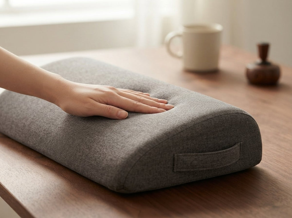 Close-up of the Ergora Repose flannel fabric and memory foam