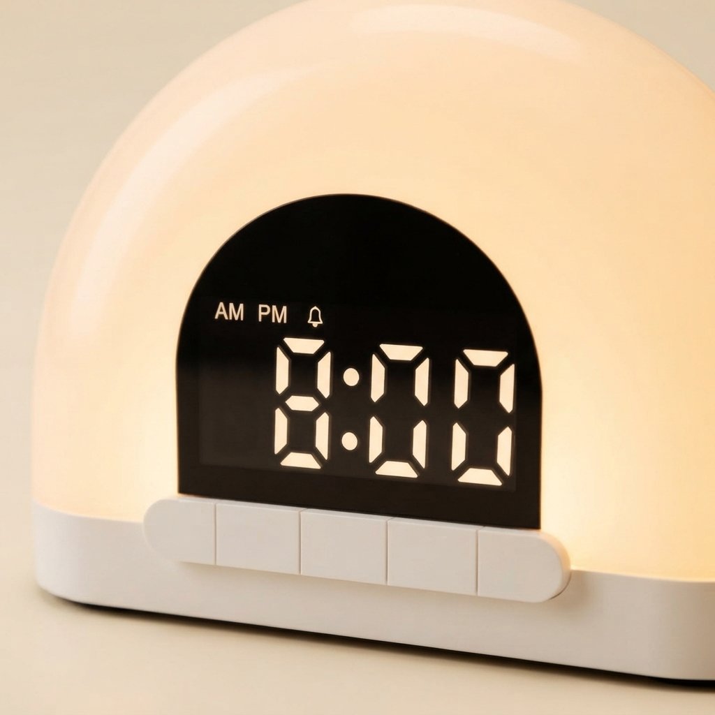 Clear LED clock display with a soft warm glow