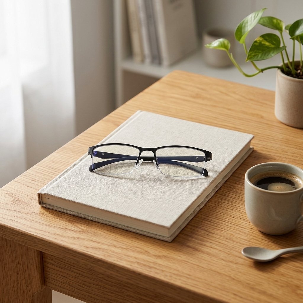 Ergora Vista glasses on a calm desk