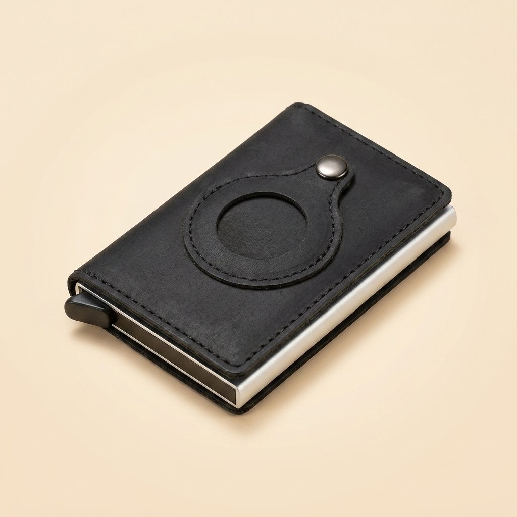 Ergora Vault leather pop-up cardholder, black